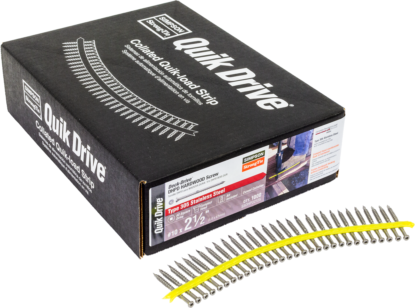 Simpson Strong-Tie SSDHPD212S Deck-Drive™ DHPD HARDWOOD Screw (Collated) — #10 x 2-1/2 in. Type 305 (1000-Qty)