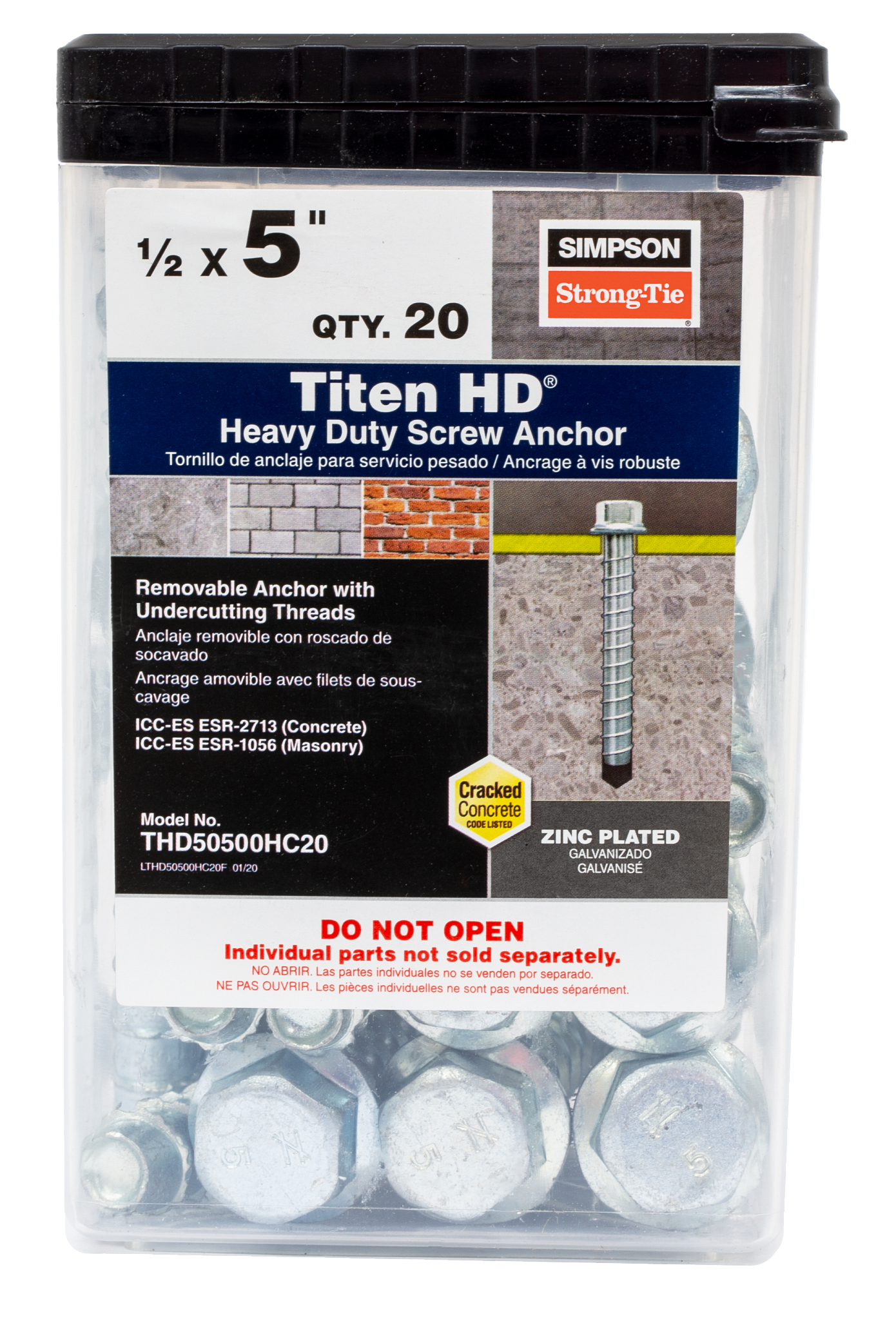 Simpson Strong-Tie THD50500H Titen HD® 1/2 in. x 5 in. Heavy-Duty Screw Anchor (20-Qty)