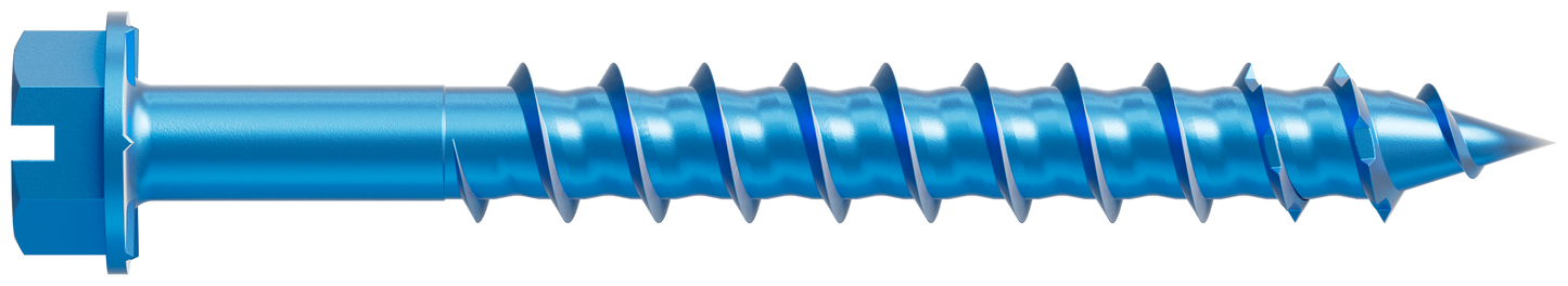 Simpson Strong-Tie TNT25214HC25 Titen Turbo™ — 1/4 in. x 2-1/4 in. Hex-Head Concrete and Masonry Screw, Blue (25-Qty) (Pack of 5)