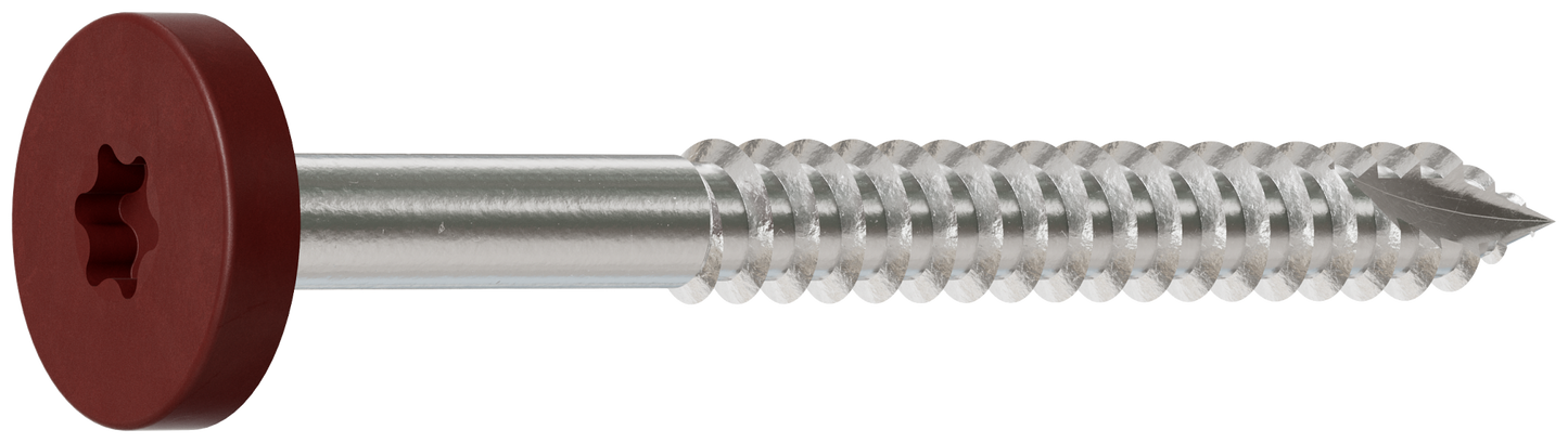 Simpson Strong-Tie T08175FS75RD01 Fascia Board Screw — #8 x 1-3/4 in. T-20 6-Lobe Pancake Head Type 316, Red 01 (75-Qty)