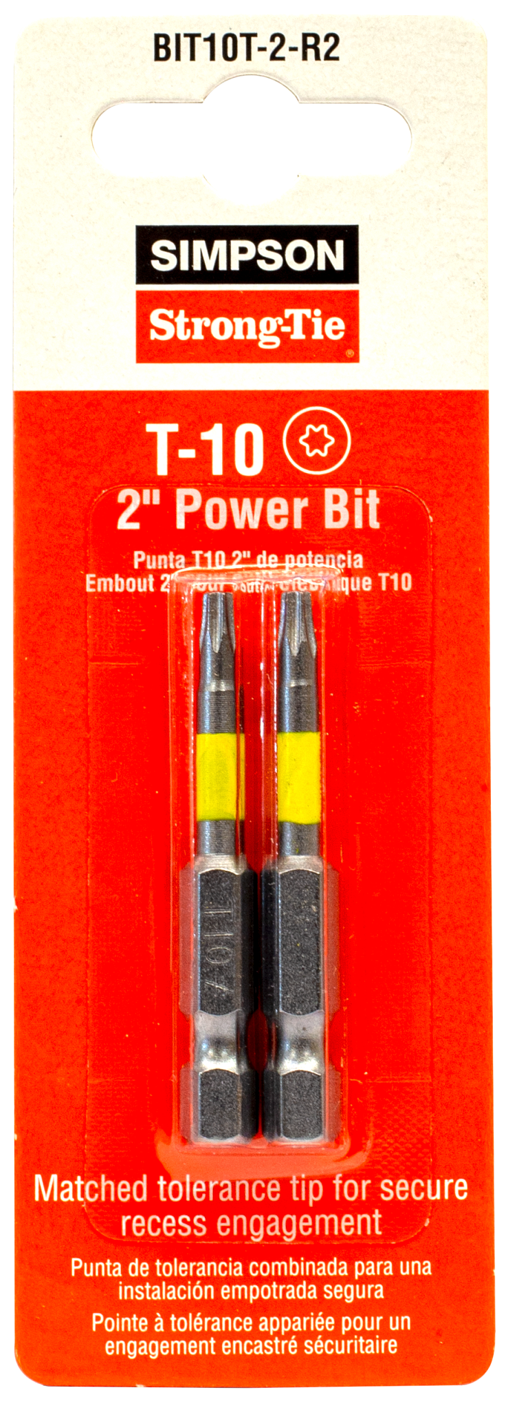 Simpson Strong-Tie BIT10T-2-R2 T10 6-Lobe-Drive 2-in. Power Bit (2-Qty) (Pack of 10)