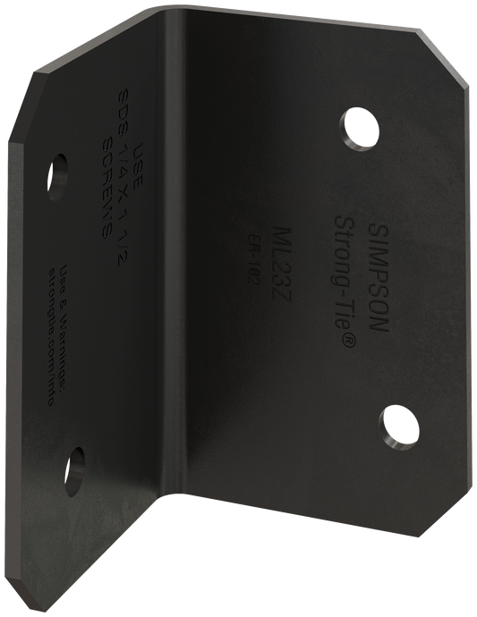 Simpson Strong-Tie ML23PC Outdoor Accents® MLPC 2 in. x 3 in. 12-Gauge ZMAX®, Black Powder-Coated Medium L Angle (Pack of 2800)