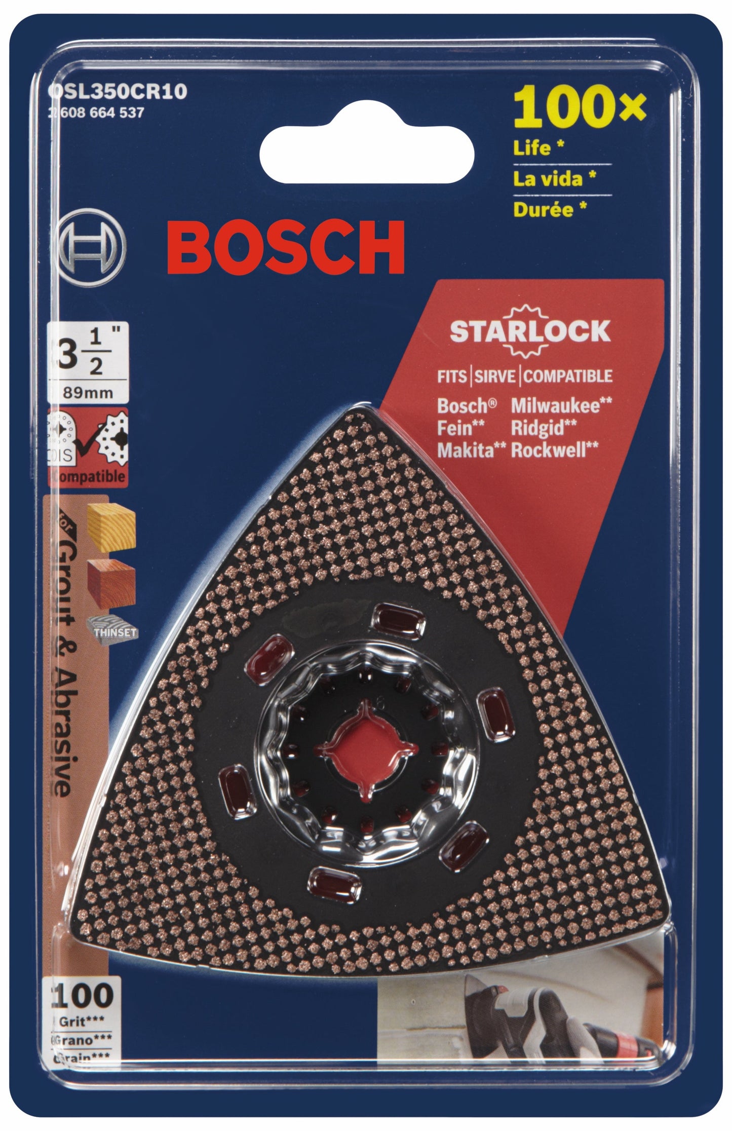 Almohadilla de lijado Delta de carburo de grano 100 para multiherramienta oscilante BOSCH OSL350CR10 Starlock®