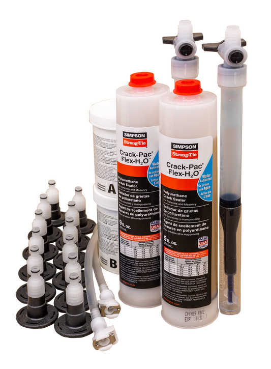 Simpson Strong-Tie CPFH09KT Crack-Pac® Flex-H2O™ 9 oz. Polyurethane Crack Sealer Injection Kit (2 Cartridges) (Pack of 2)