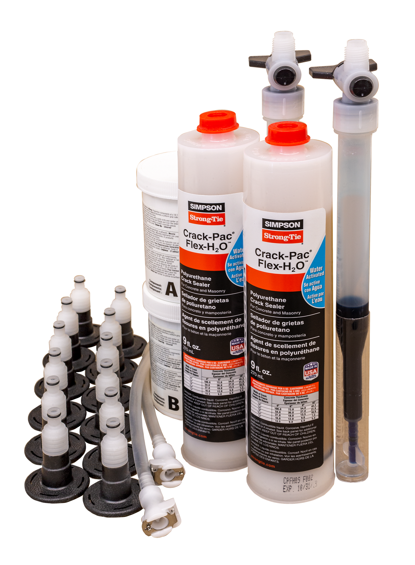 Simpson Strong-Tie CPFH09KT Crack-Pac® Flex-H2O™ 9 oz. Polyurethane Crack Sealer Injection Kit (2 Cartridges)