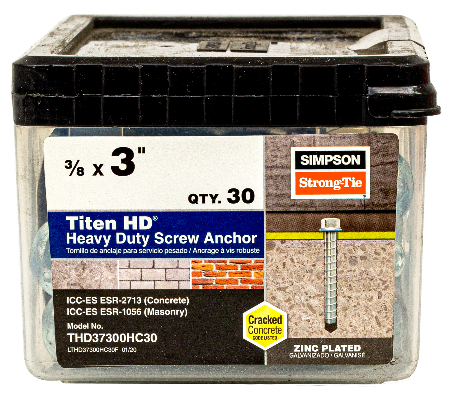 Simpson Strong-Tie THD37300HC30 Titen HD® 3/8 in. x 3 in. Heavy-Duty Screw Anchor (30-Qty) (Pack of 528)