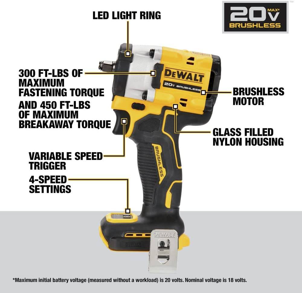 Llave de impacto inalámbrica DEWALT DCF923B ATOMIC 20V MAX* de 3/8 pulg. con yunque de anillo (solo herramienta)