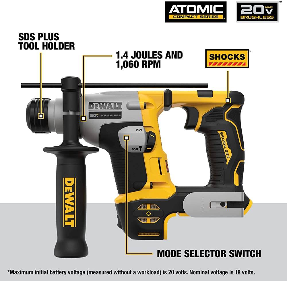 DEWALT DCH172B ATOMIC 20V MAX* 5/8 In. Brushless SDS PLUS Rotary Hammer (Tool Only)
