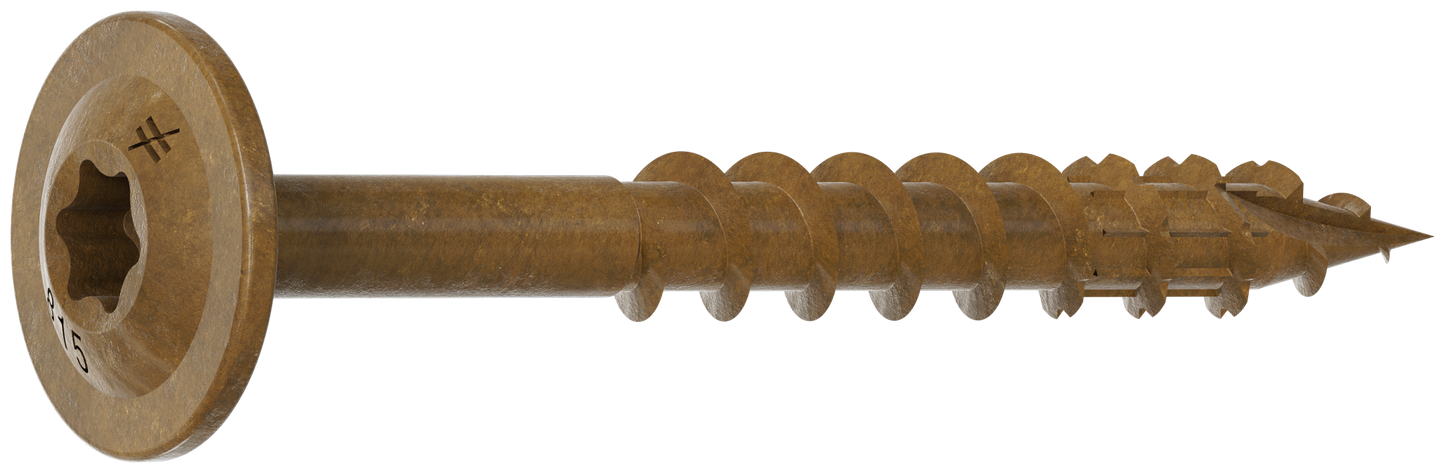 Simpson Strong-Tie CBT08112R100 Wafer-Head Construction Screw — #8 x 1-1/2 in. T20, Quik Guard®, Tan (100-Qty) (Pack of 5)