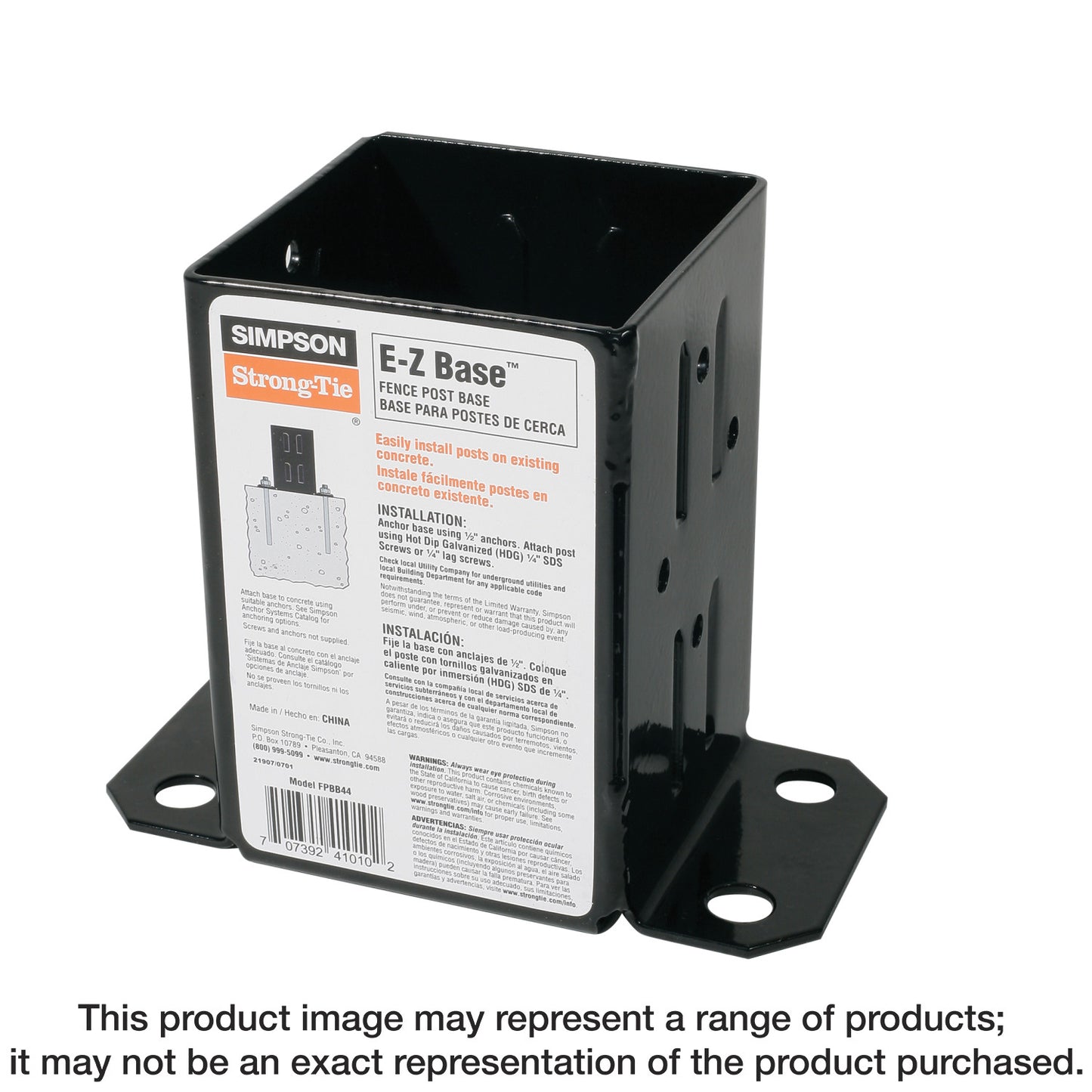 Simpson Strong-Tie FPBB44 E-Z Base™ Black Powder-Coated Post Base for 4x4