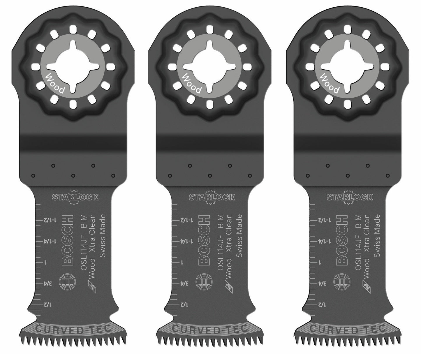 BOSCH OSL114JF-3 Herramienta multiusos oscilante Starlock® de 1-1/4 pulg., hoja de corte por inmersión bimetálica Xtra-clean, paquete de 3.