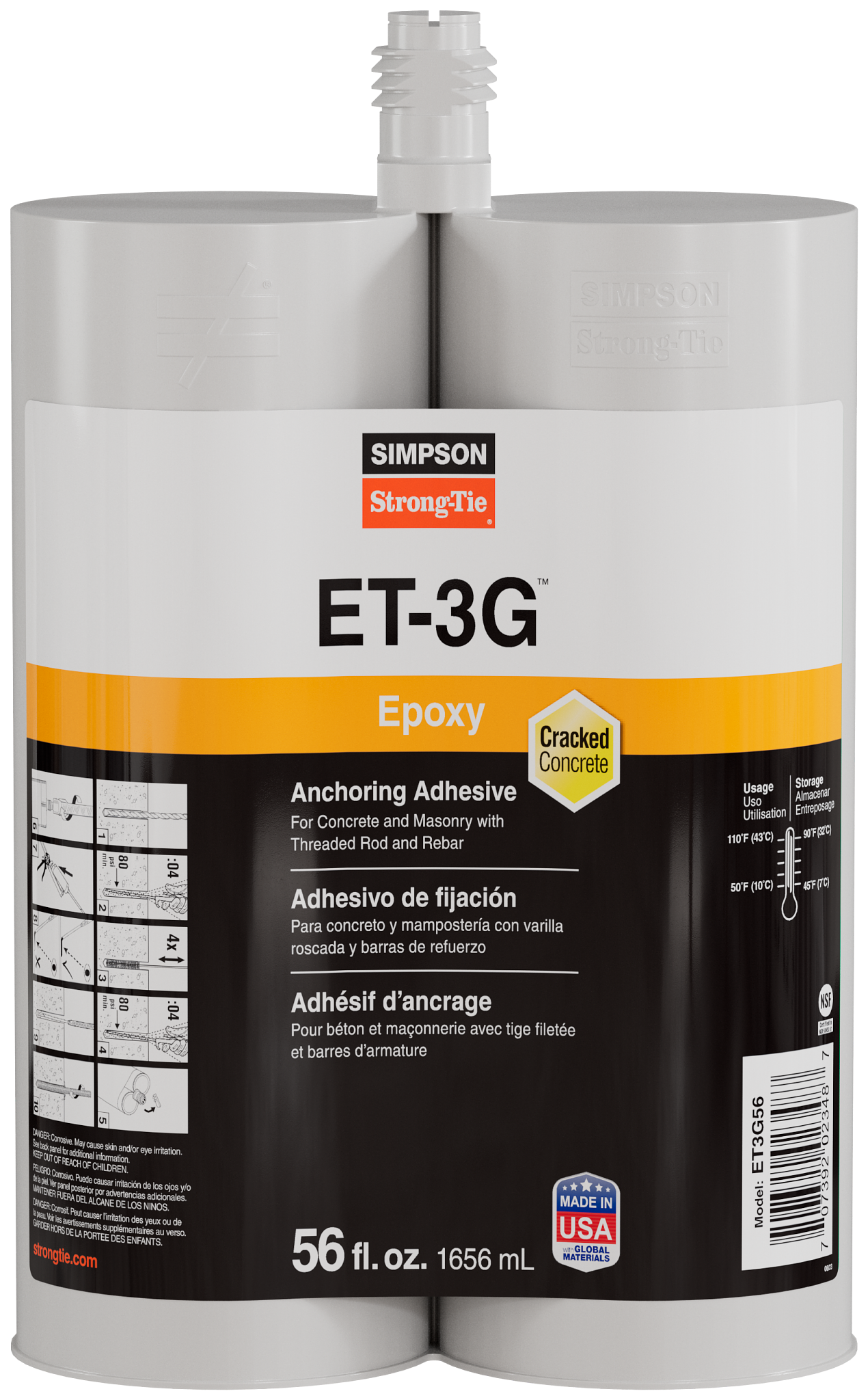 Simpson Strong-Tie ET3G56 ET-3G™ 56 oz. Epoxy Adhesive Cartridge (Pack of 216)