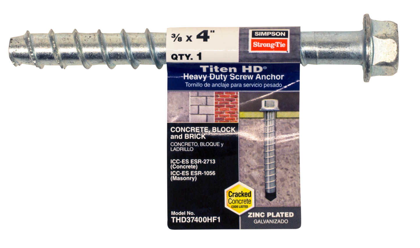 Simpson Strong-Tie THD37400HF1 Titen HD® 3/8 in. x 4 in. Heavy-Duty Screw Anchor (Pack of 30)