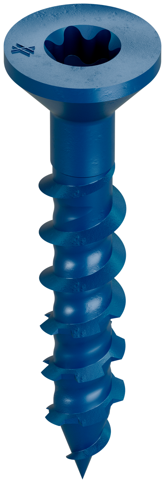 Simpson Strong-Tie TNT18114TFB Titen Turbo™ — 3/16 in. x 1-1/4 in. 6-Lobe Flat-Head Concrete and Masonry Screw, Blue (3000-Qty) (Pack of 48)