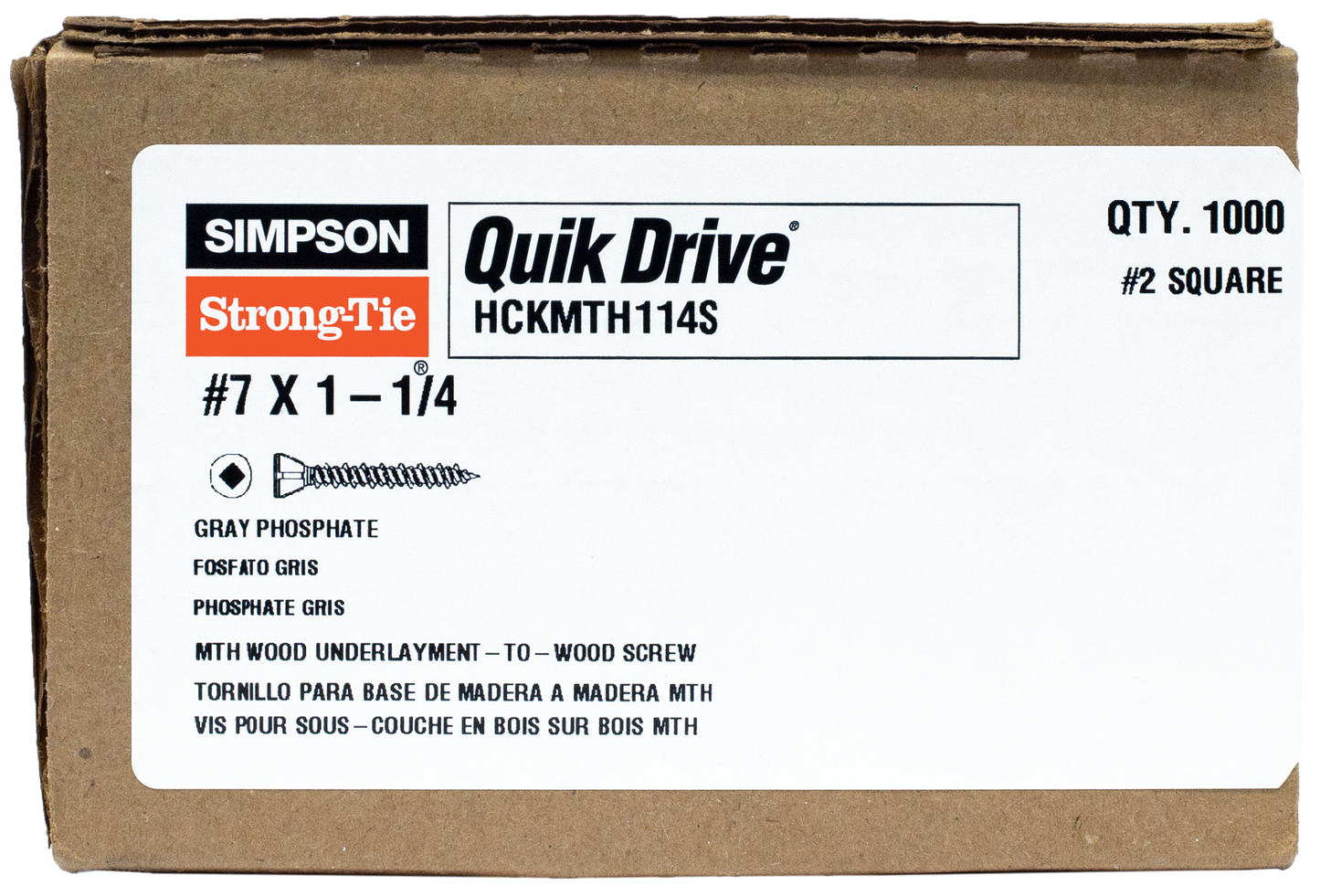 Simpson Strong-Tie HCKMTH114S Strong-Drive® MTH Wood Underlayment Screw (Collated) — #7 x 1-1/4 in. Gr. Phosphate (1000)