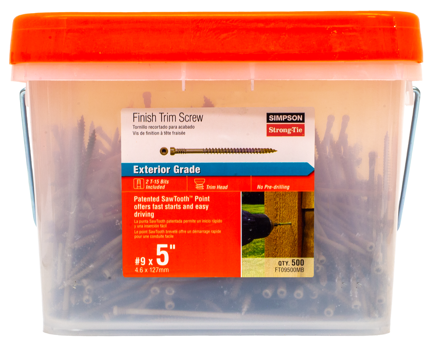 Simpson Strong-Tie FT09500MB Finish Trim Screw — #9 x 5 in. T15, Trim-Head, Quik Guard®, Tan (500-Qty)