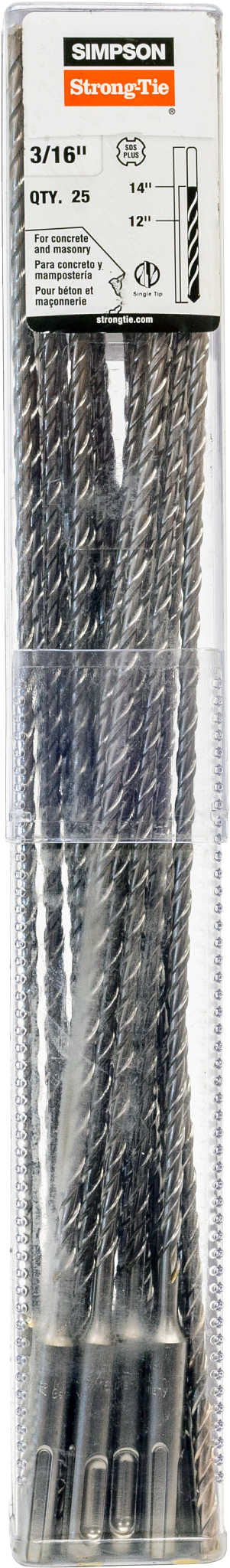Simpson Strong-Tie MDPL01814-R25 3/16 in. x 14 in. SDS-plus® Shank Drill Bit (25-Qty)