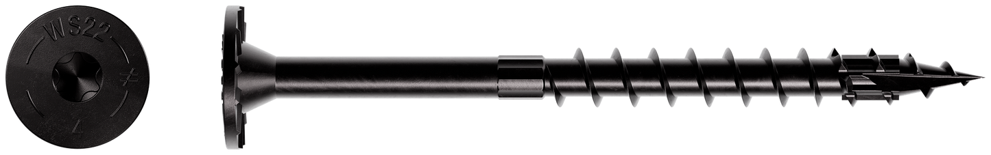 Simpson Strong-Tie SDWS22400DBB-RP1 Strong-Drive® SDWS™ TIMBER Screw (Exterior Grade) — 0.220 in. x 4 in. T40, Black