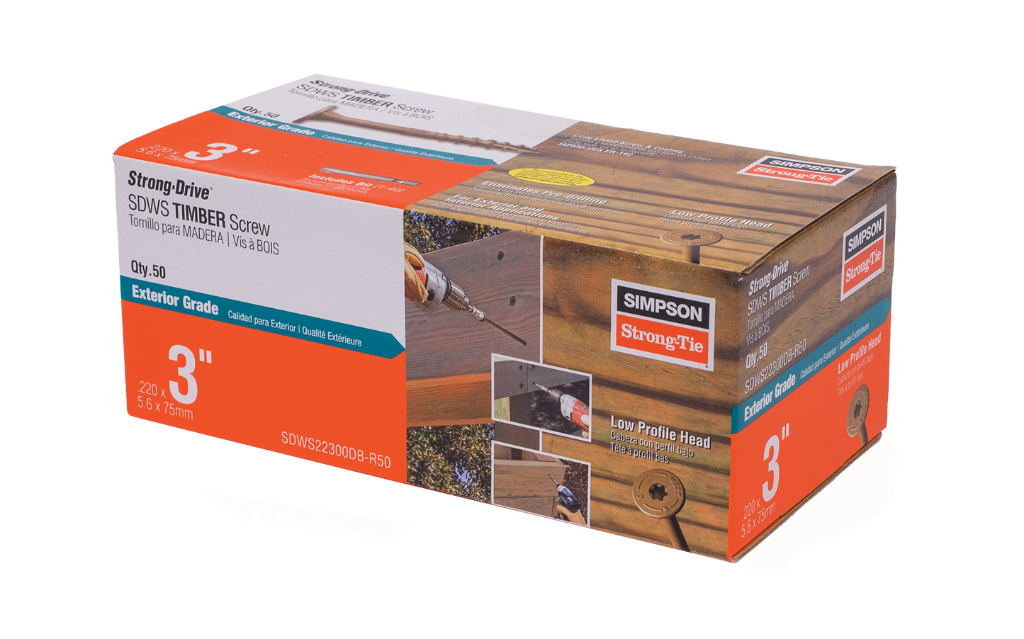 Simpson Strong-Tie SDWS22300DB-R50 Strong-Drive® SDWS™ TIMBER Screw (Exterior Grade) — 0.220 in. x 3 in. T40, Tan (50-Qty) (Pack of 360)