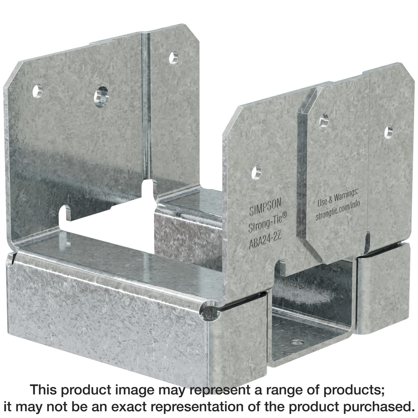 Simpson Strong-Tie ABA24-2Z ABA ZMAX® Galvanized Adjustable Standoff Post Base for Double 2x4 (Pack of 20)