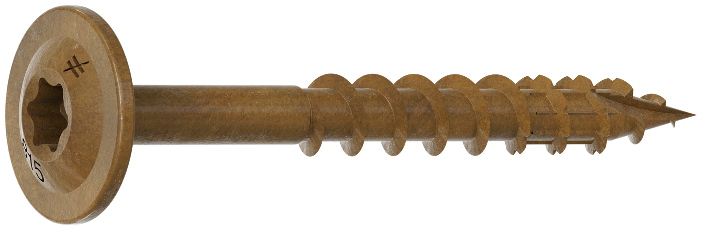 Simpson Strong-Tie CBT08112R300 Wafer-Head Construction Screw — #8 x 1-1/2 in. T20, Quik Guard®, Tan (300-Qty) (Pack of 6)