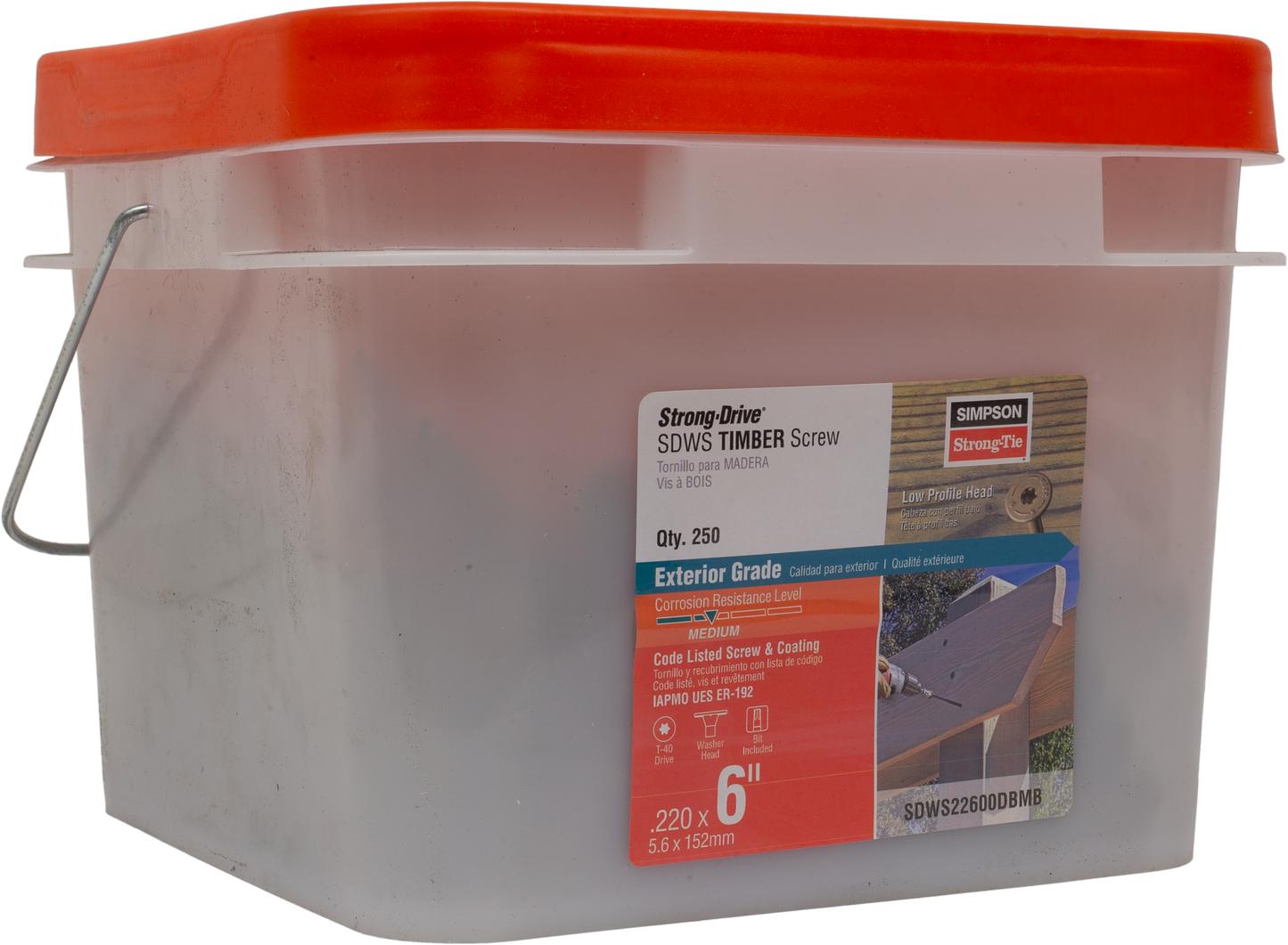 Simpson Strong-Tie SDWS22600DBMB Strong-Drive® SDWS™ TIMBER Screw (Exterior Grade) — 0.220 in. x 6 in. T40, Tan (250-Qty)