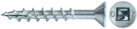 DAGGERZ DLFLSQZ08134 8 x 1-3/4 square flat w/nibs type 17 coarse wood screws zinc