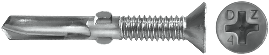 DAGGERZ SD4SSWW12212 12-24 x 2-1/2 phillips flat head self drill screws w/wings 410 stainless steel dagger-guard