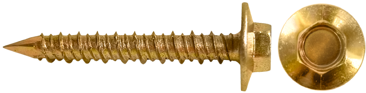 DAGGERZ QCZ1430 1/4 x 3 hex flange concrete screws yellow zinc