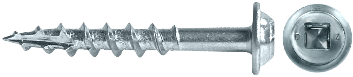 DAGGERZ DLRWSQZ08134 8 x 1-3/4 square round washer head type 17 coarse wood screws zinc