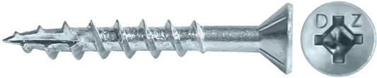 DAGGERZ DLFLSPZ081104 8 x 1-1/4 square-phillips flat w/nibs type 17 coarse wood screws zinc