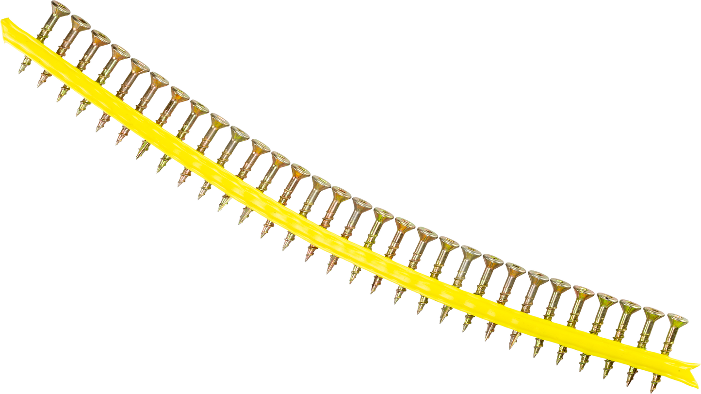 Simpson Strong-Tie WSC114S-17 WSC Wood Screw (Collated) — #8 x 1-1/4 in. #2 Square, Flat Head, Yellow Zinc (2500-Qty) (Pack of 100)