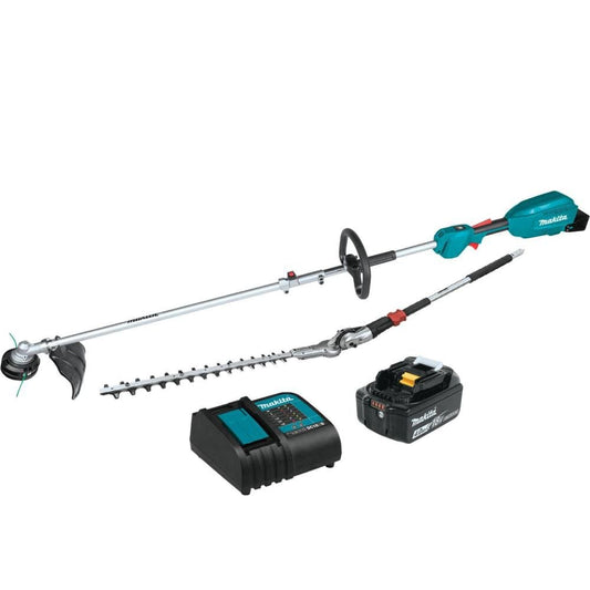 Makita XUX02SM1X2 18V LXT® Lithium-Ion Brushless Cordless Couple Shaft Power Head Kit w/ 13" String Trimmer &amp; 20" Articulating Hedge Trimmer Attachments, with one battery (4.0Ah)
