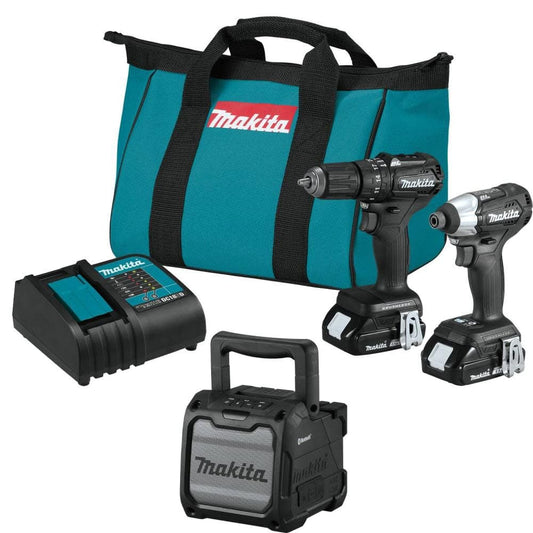 Makita CX203SYBXRM 18V LXT® Lithium-Ion Sub-Compact Brushless Cordless 2 Pc. Combo Kit, XFD15ZB, XDT18ZB, bag (1.5Ah) + XRM08B