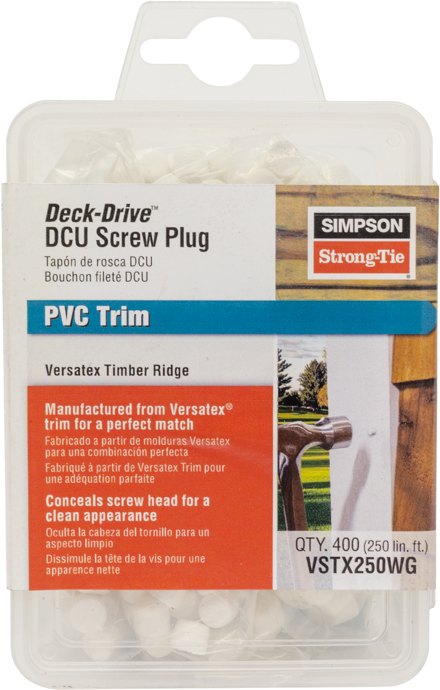 Simpson Strong-Tie VSTX250WG Deck-Drive™ DCU Screw Plug — Versatex Timber Ridge (400-Qty) (Pack of 5)