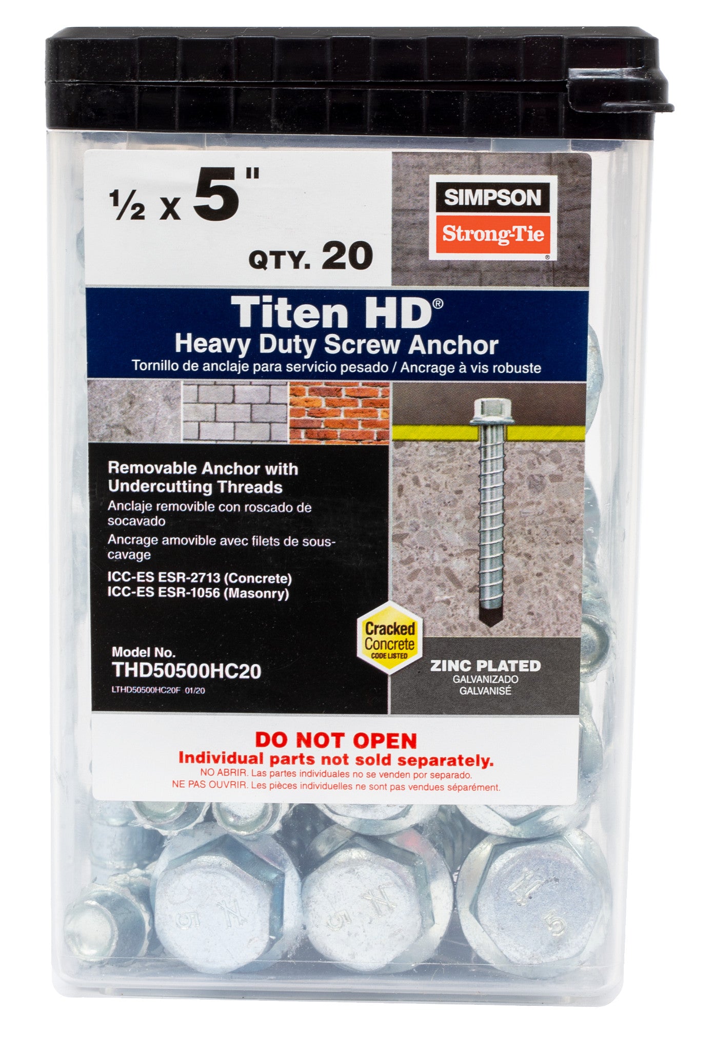 Simpson Strong-Tie THD50500HC20 Titen HD® 1/2 in. x 5 in. Heavy-Duty Screw Anchor (20-Qty)