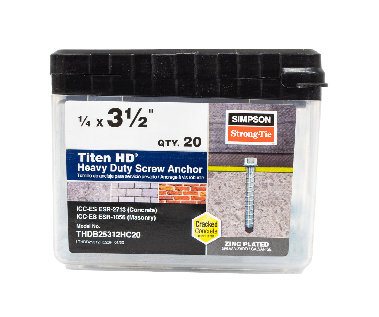 Simpson Strong-Tie THDB25312HC20 Titen HD® 1/4 in. x 3-1/2 in. Heavy-Duty Screw Anchor (20-Qty) (Pack of 4)