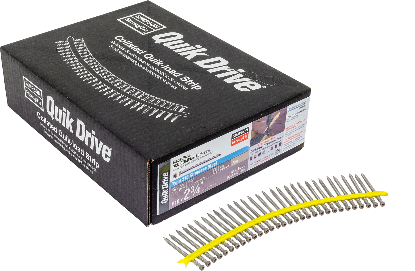 Simpson Strong-Tie DCU234S316TN Deck-Drive™ DCU COMPOSITE Screw (Collated) — #10 x 2-3/4 in. Type 316, Tan (1000-Qty)
