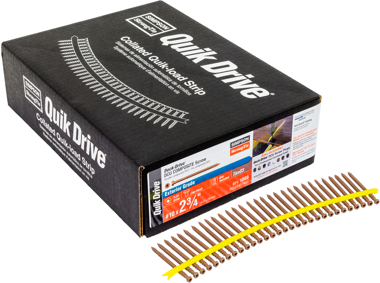 Simpson Strong-Tie DCU234STN03 Deck-Drive™ DCU COMPOSITE Screw (Collated) — #10 x 2-3/4 in. Quik Guard® Tan 03 (1000-Qty)