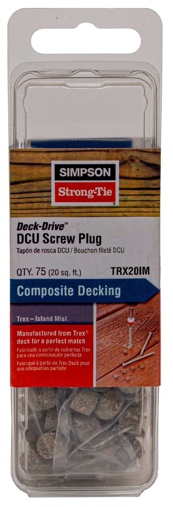 Simpson Strong-Tie TRX20IM Deck-Drive™ DCU Screw Plug — Trex Island Mist (75-Qty) (Pack of 5)